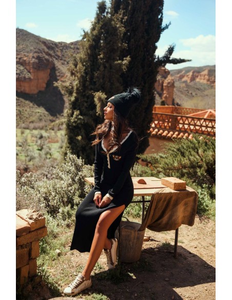 Vestido largo Valeen Camaleónica by Capriche negro con abertura - imagen 5