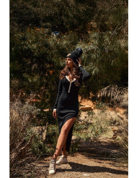 Vestido largo Valeen Camaleónica by Capriche negro con abertura - imagen 7