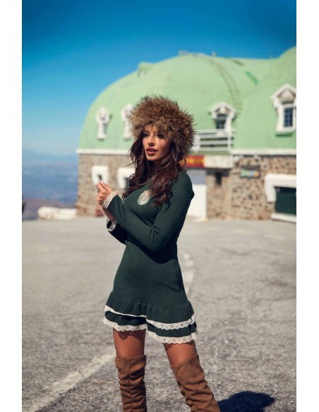 Vestido Oaklyn Camaleónica by Capriche verde con volantes de encaje - imagen 4