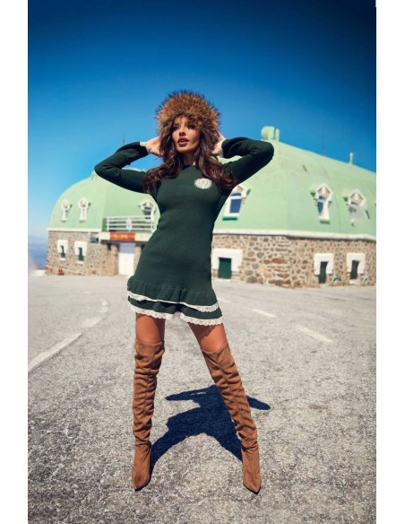 Vestido Oaklyn Camaleónica by Capriche verde con volantes de encaje - imagen 7