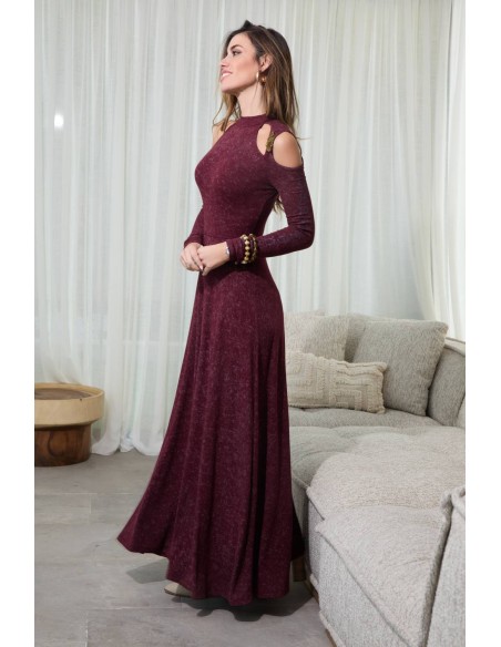 Vestido largo Norrik Camaleónica by Capriche burdeos hombros descubiertos - imagen 2
