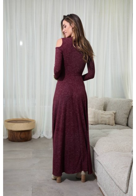 Vestido largo Norrik Camaleónica by Capriche burdeos hombros descubiertos - imagen 3