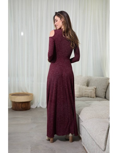 Vestido largo Norrik Camaleónica by Capriche burdeos hombros descubiertos - imagen 3