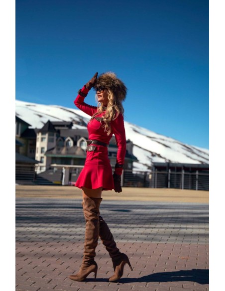 Vestido rojo Boreas Camaleónica by Capriche con cinturón y bolsillos - imagen 6