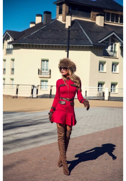 Vestido rojo Boreas Camaleónica by Capriche con cinturón y bolsillos - imagen 8