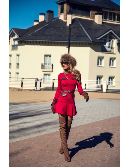 Vestido rojo Boreas Camaleónica by Capriche con cinturón y bolsillos - imagen 8