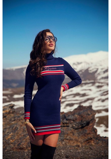 Vestido punto canalé Bearen Camaleónica by Capriche azul marino con rayas - imagen 9