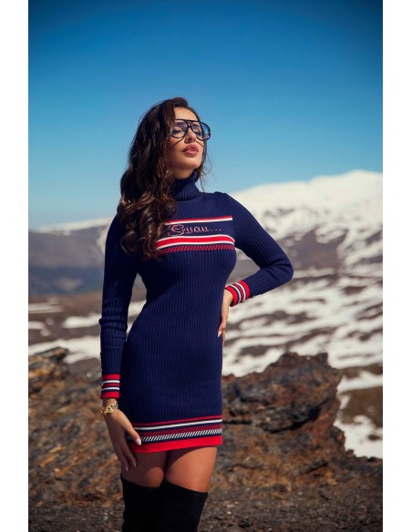 Vestido punto canalé Bearen Camaleónica by Capriche azul marino con rayas - imagen 9