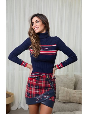 Jersey cuello alto Breto Camaleónica by Capriche azul marino - vista frontal