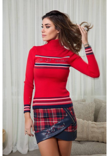 Jersey cuello alto Hawklyn Camaleónica by Capriche rojo - vista frontal Jersey cuello alto Hawklyn Camaleónica by Capriche rojo - vista frontal
