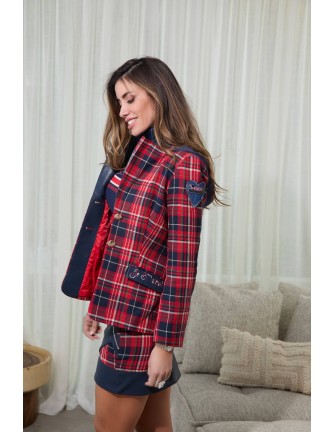 Blazer de cuadros Timberlyn Camaleónica by Capriche con capucha - vista frontal 2
