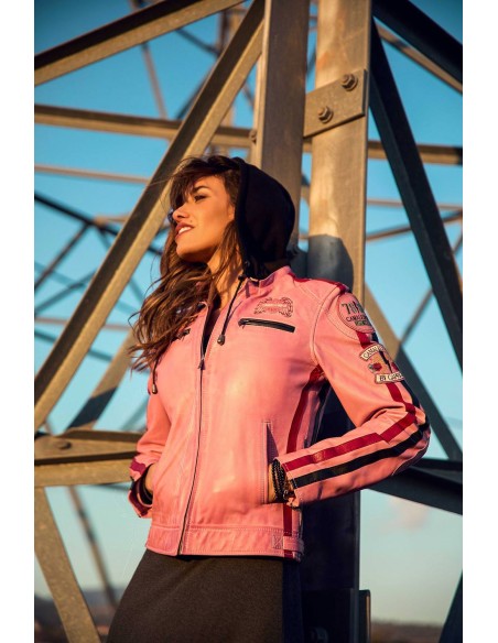 Chaqueta rosa Runak Camaleónica by Capriche efecto piel con capucha - imagen 4