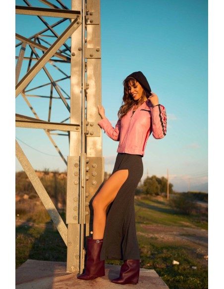 Chaqueta rosa Runak Camaleónica by Capriche efecto piel con capucha - imagen 8