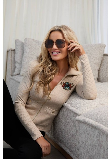 Chaqueta de punto Snowlyn Camaleónica by Capriche beige con cremallera - imagen 3 Chaqueta de punto Snowlyn Camaleónica by Capriche beige con cremallera - imagen 3