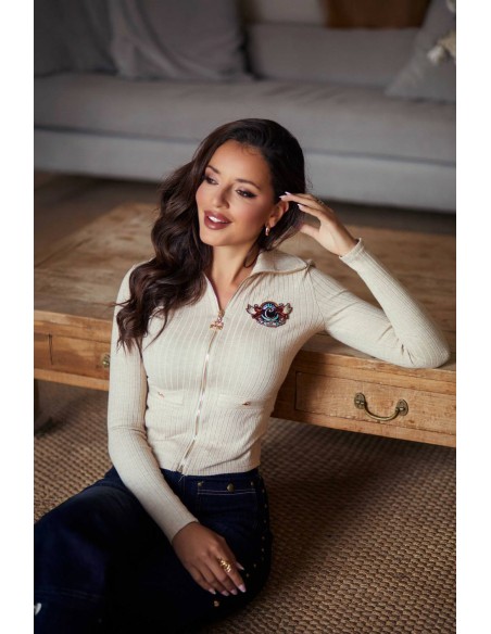 Chaqueta de punto Snowlyn Camaleónica by Capriche beige con cremallera - imagen 4