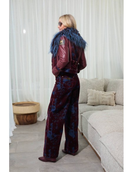 Pantalón ancho Canyon Camaleónica by Capriche estampado burdeos y azul - imagen 3