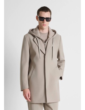 Abrigo Antony Morato beige, espalda con capucha