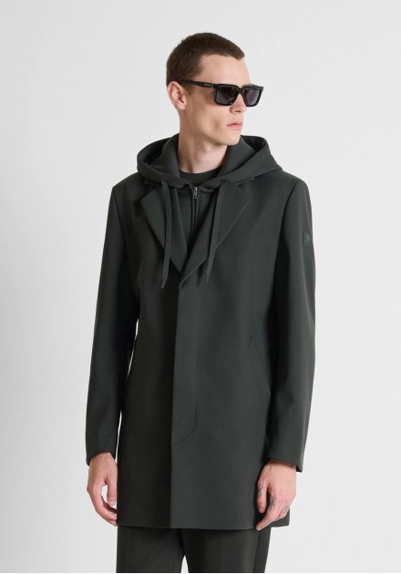 Abrigo Antony Morato verde oscuro, espalda con capucha