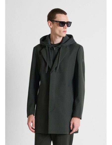 Abrigo Antony Morato verde oscuro, espalda con capucha