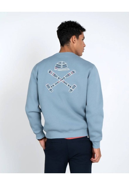 Sudadera Harper and Neyer azul cielo con gran emblema estampado en la espalda Sudadera Harper and Neyer azul cielo con gran emblema estampado en la espalda