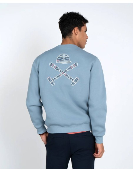 Sudadera Harper and Neyer azul cielo con gran emblema estampado en la espalda