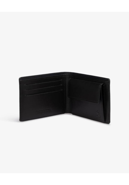 Cartera Harper and Neyer negra con logo grabado en relieve, vista de producto Cartera Harper and Neyer negra con logo grabado en relieve, vista de producto