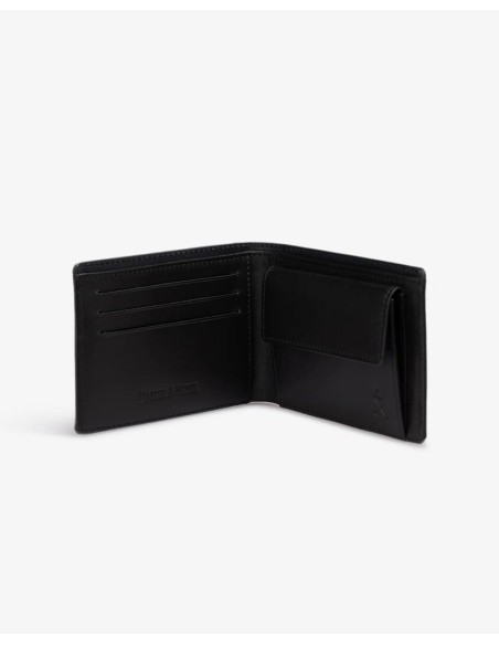 Cartera Harper and Neyer negra con logo grabado en relieve, vista de producto