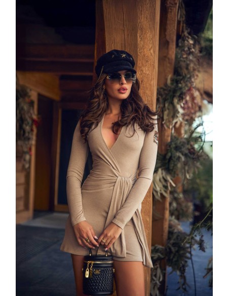 Vestido Lumen de Camaleónica by Capriche con escote cruzado, primer plano