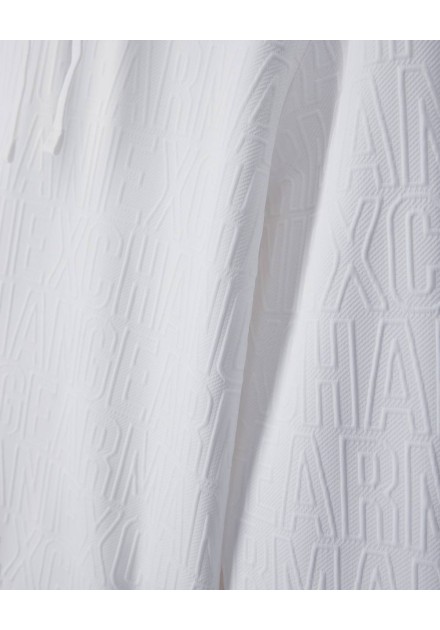 Sudadera Armani Exchange blanca - detalle del tejido y logo