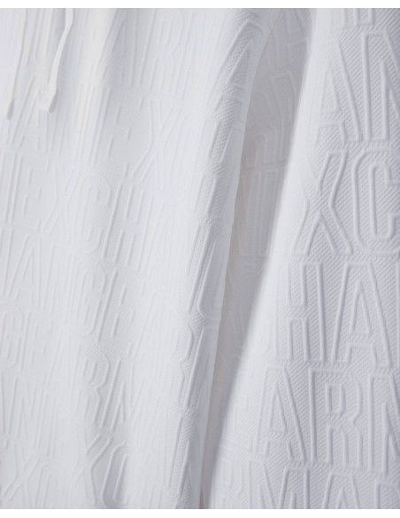 Sudadera Armani Exchange blanca - detalle del tejido y logo