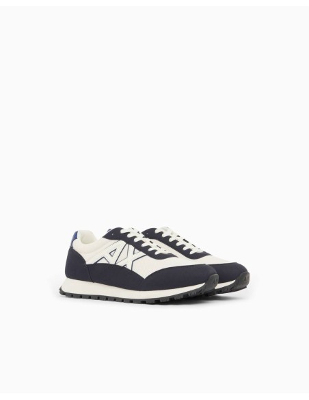 Sneakers Armani Exchange blanco y marino - vista frontal del par