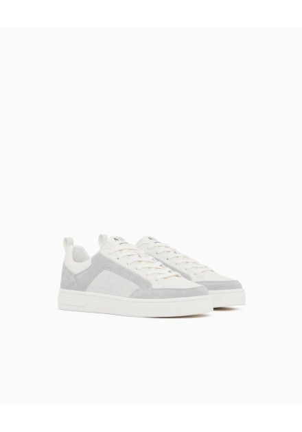 Sneakers Armani Exchange blancas y grises - vista frontal del par Sneakers Armani Exchange blancas y grises - vista frontal del par