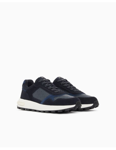 Sneakers Armani Exchange azules - vista tres cuartos del par