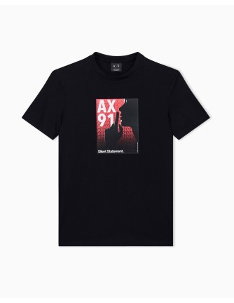Camiseta Armani Exchange negra - frontal en plano