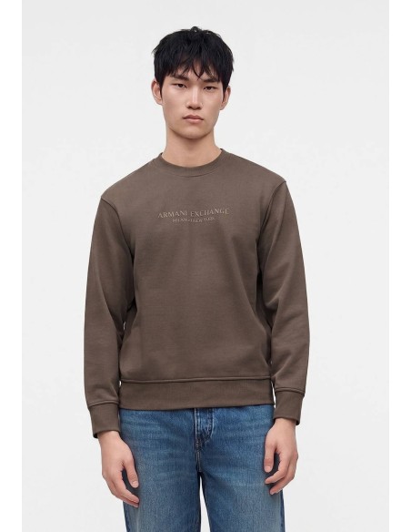 Sudadera Armani Exchange marrón - frontal en modelo