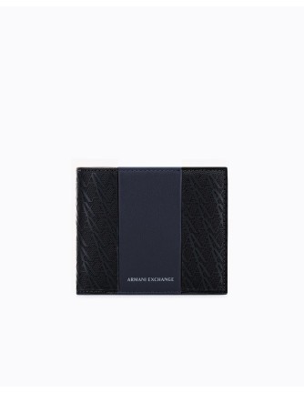 Billetero Armani Exchange negro y gris - frontal en plano