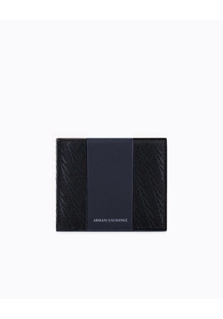 Billetero Armani Exchange negro y gris - frontal en plano Billetero Armani Exchange negro y gris - frontal en plano