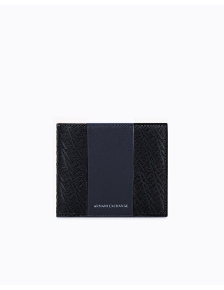 Billetero Armani Exchange negro y gris - frontal en plano