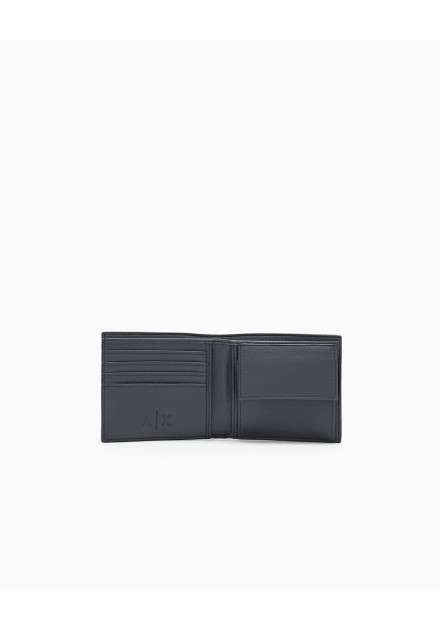 Billetero Armani Exchange negro y gris - interior con compartimentos Billetero Armani Exchange negro y gris - interior con compartimentos
