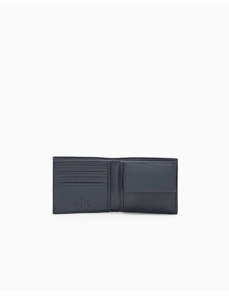 Billetero Armani Exchange negro y gris - interior con compartimentos