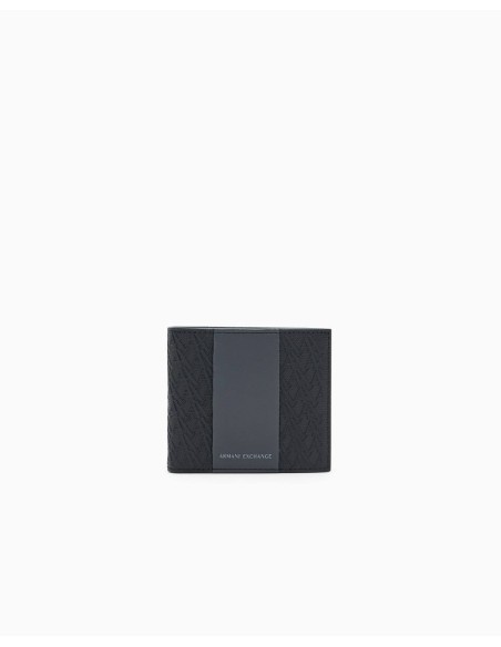 Billetero Armani Exchange negro y gris - detalle de la banda central