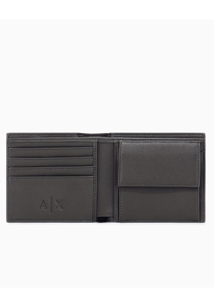 Billetero Armani Exchange negro y marrón - interior con compartimentos