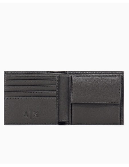 Billetero Armani Exchange negro y marrón - interior con compartimentos