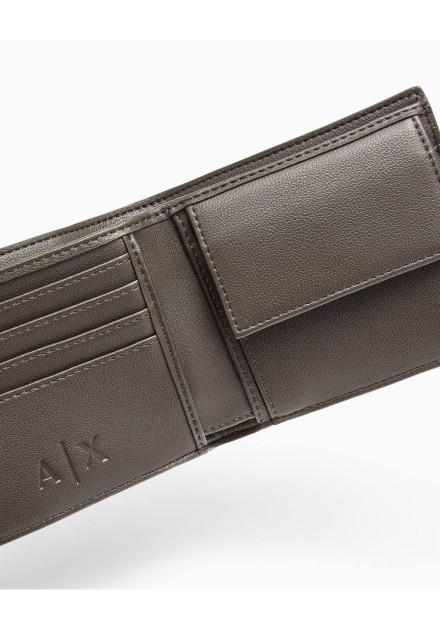 Billetero Armani Exchange negro y marrón - vista tres cuartos abierto