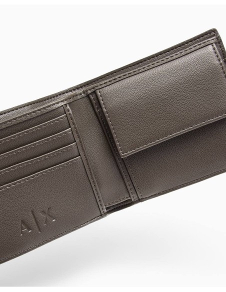 Billetero Armani Exchange negro y marrón - vista tres cuartos abierto