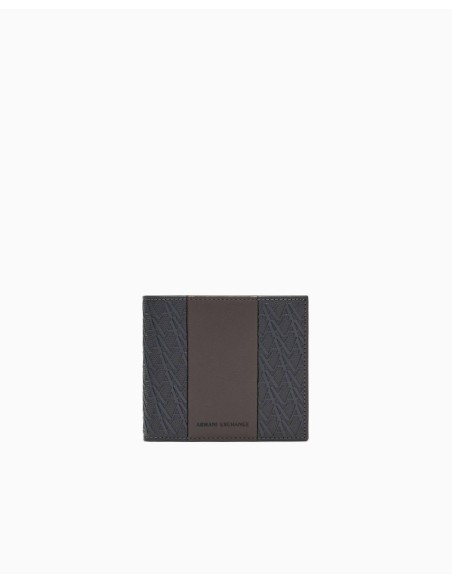 Billetero Armani Exchange negro y marrón - detalle de la banda central
