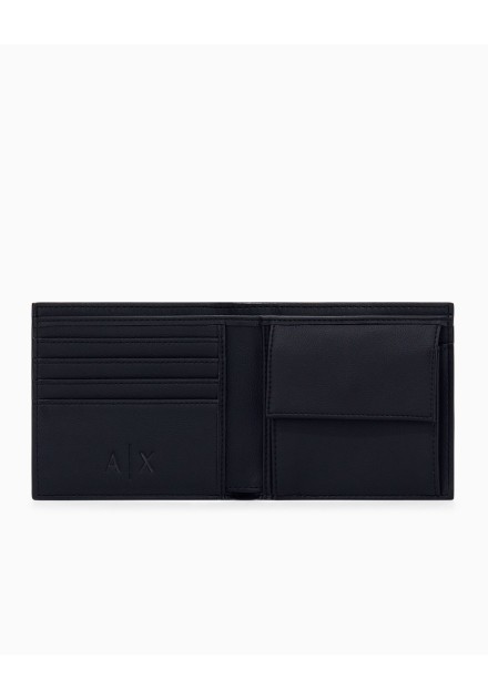 Billetero Armani Exchange negro - interior con compartimentos Billetero Armani Exchange negro - interior con compartimentos