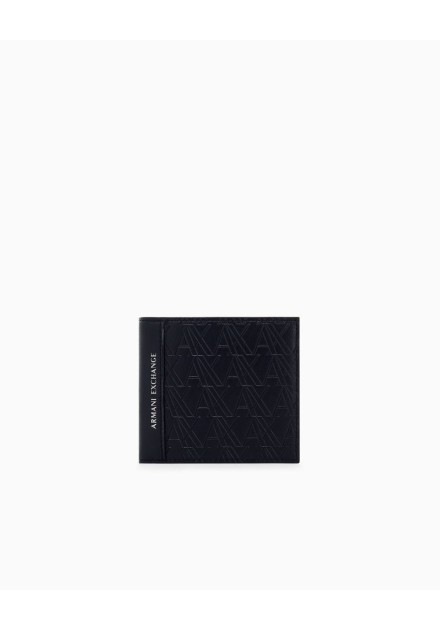 Billetero Armani Exchange negro - detalle del logo grabado Billetero Armani Exchange negro - detalle del logo grabado