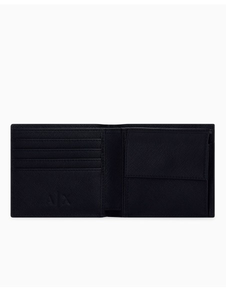 Billetero Armani Exchange negro - interior con compartimentos