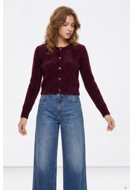 Cardigan Tiffosi Nodos morado de pelo corto Cardigan Tiffosi Nodos morado de pelo corto